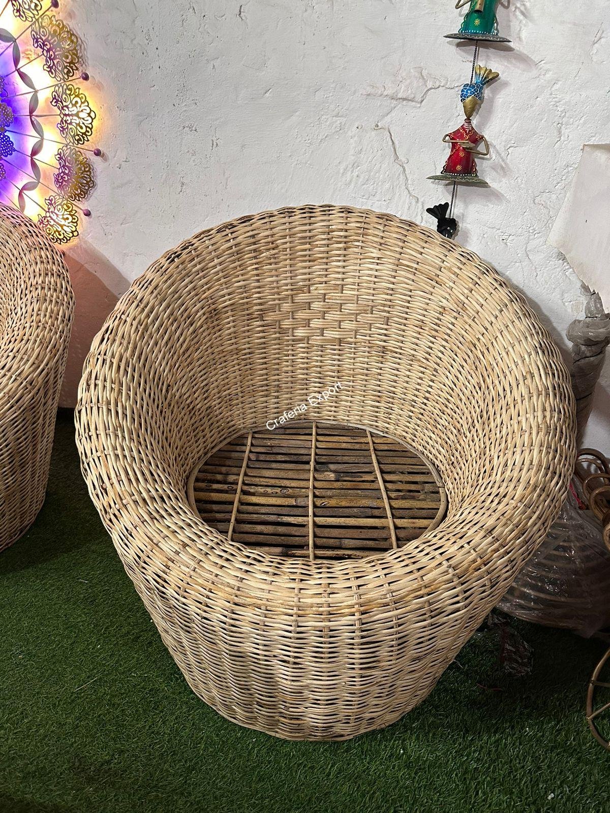 Rattan Cane Apple Shape Sofa Chair set  | Bamboo Sofa Chairs set of 2