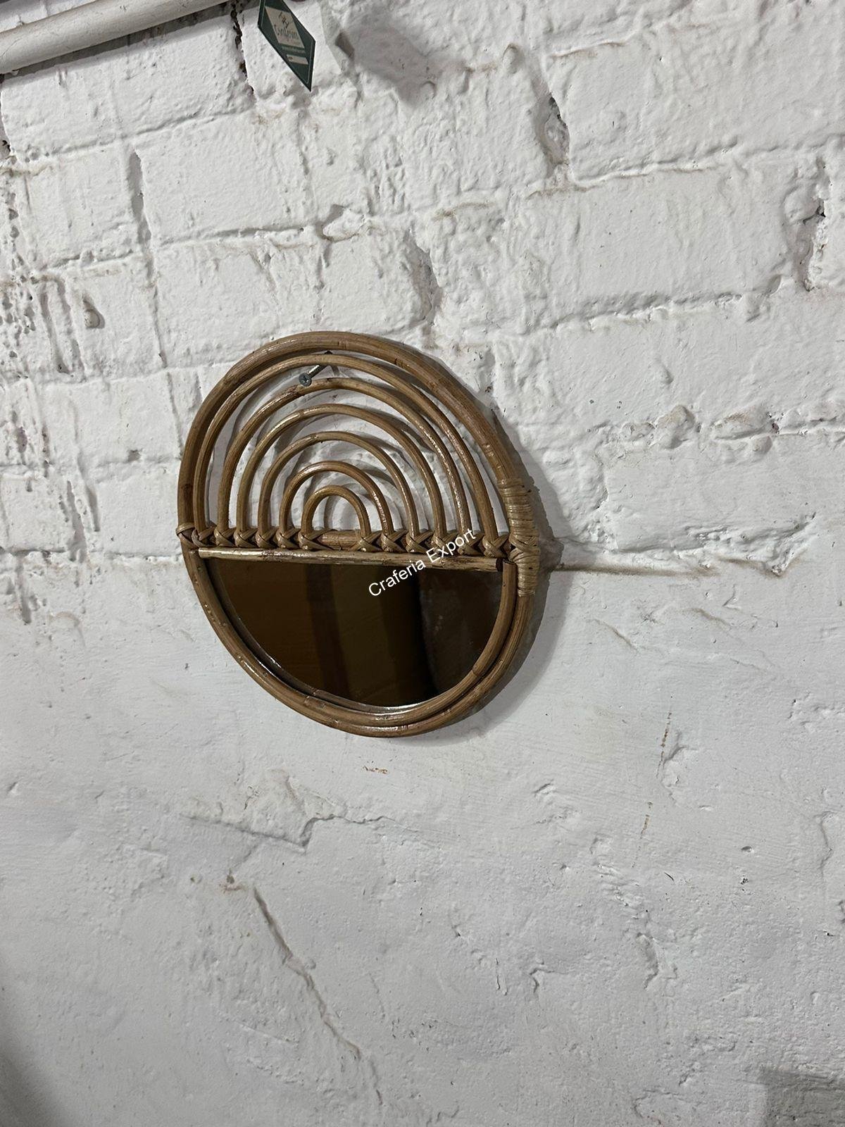 Wall Mirror Bamboo | Round Cane Rattan Mirror | Wall Hanging Mirror