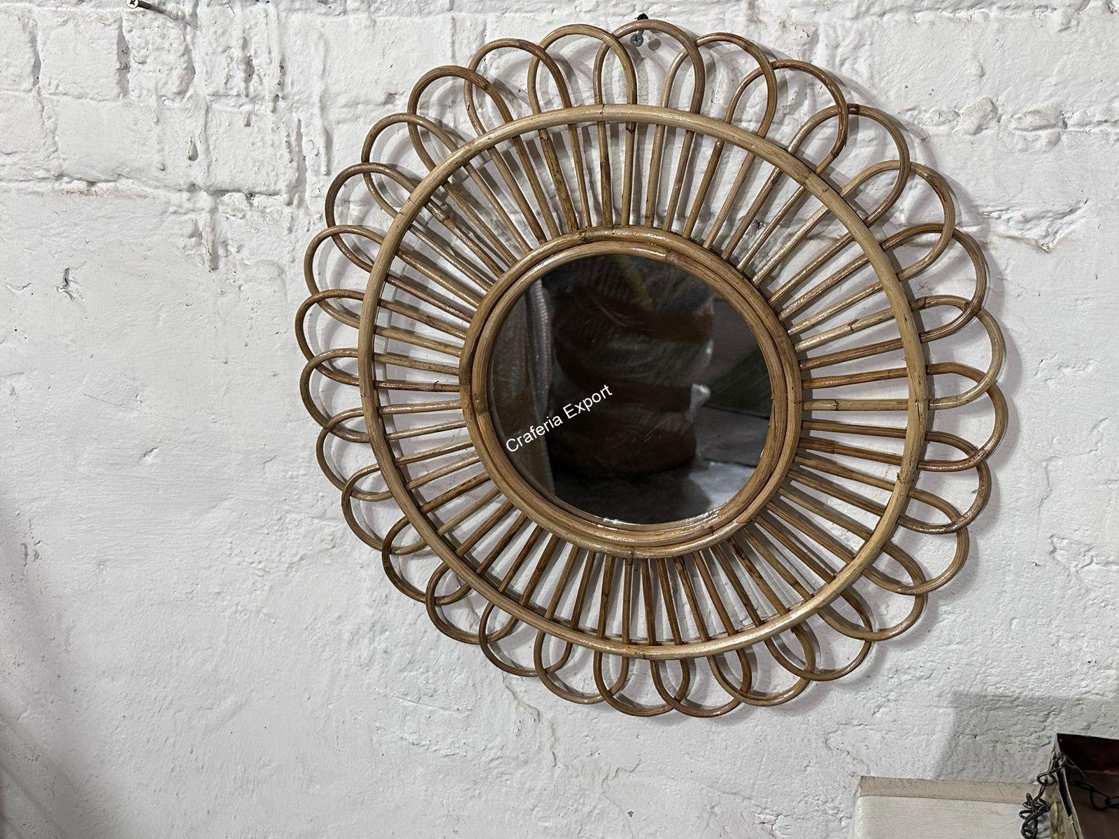 Bamboo Wall Mirror | Rattan Wall hanging Mirror for Wall Decoration for living room/Bathroom/Office/Cafe