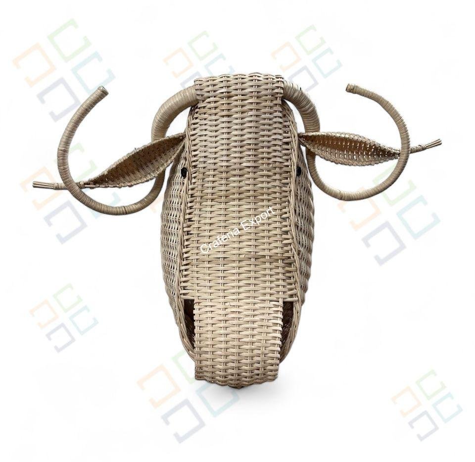 Rattan Bull Head | Animal Head for Wall decor, Kids room, Wicker Bull Head