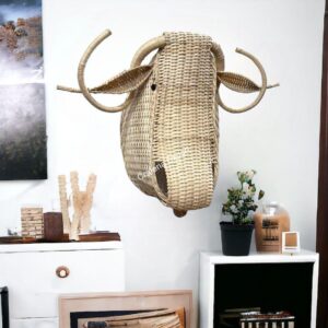 Rattan Bull Head | Animal Head for Wall decor, Kids room, Wicker Bull Head