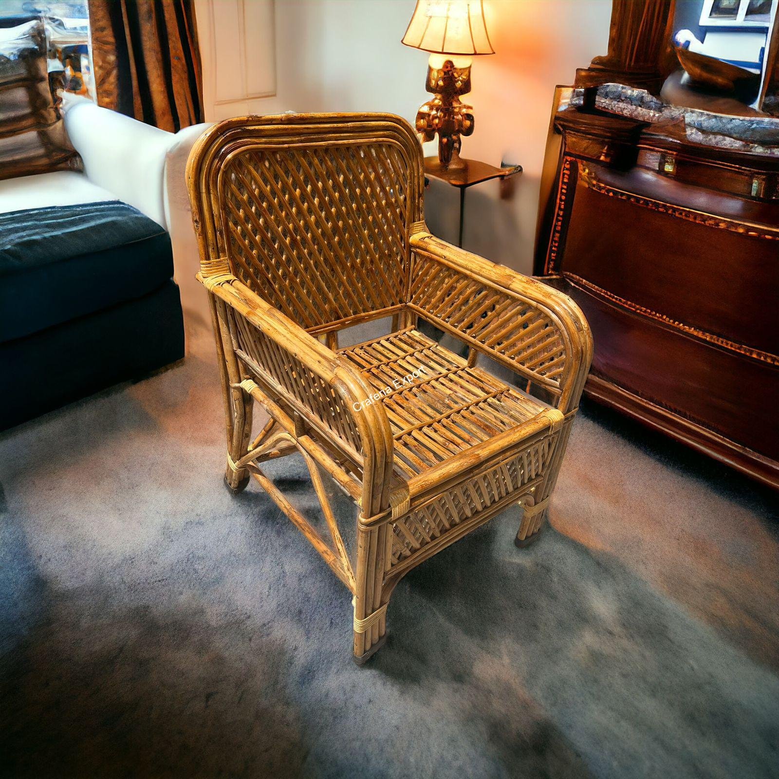 Bamboo Cane Chair, Sofa Chair,Kursi for Living Rooms, Lawn, Bedrooms, Outdoor,Cafe