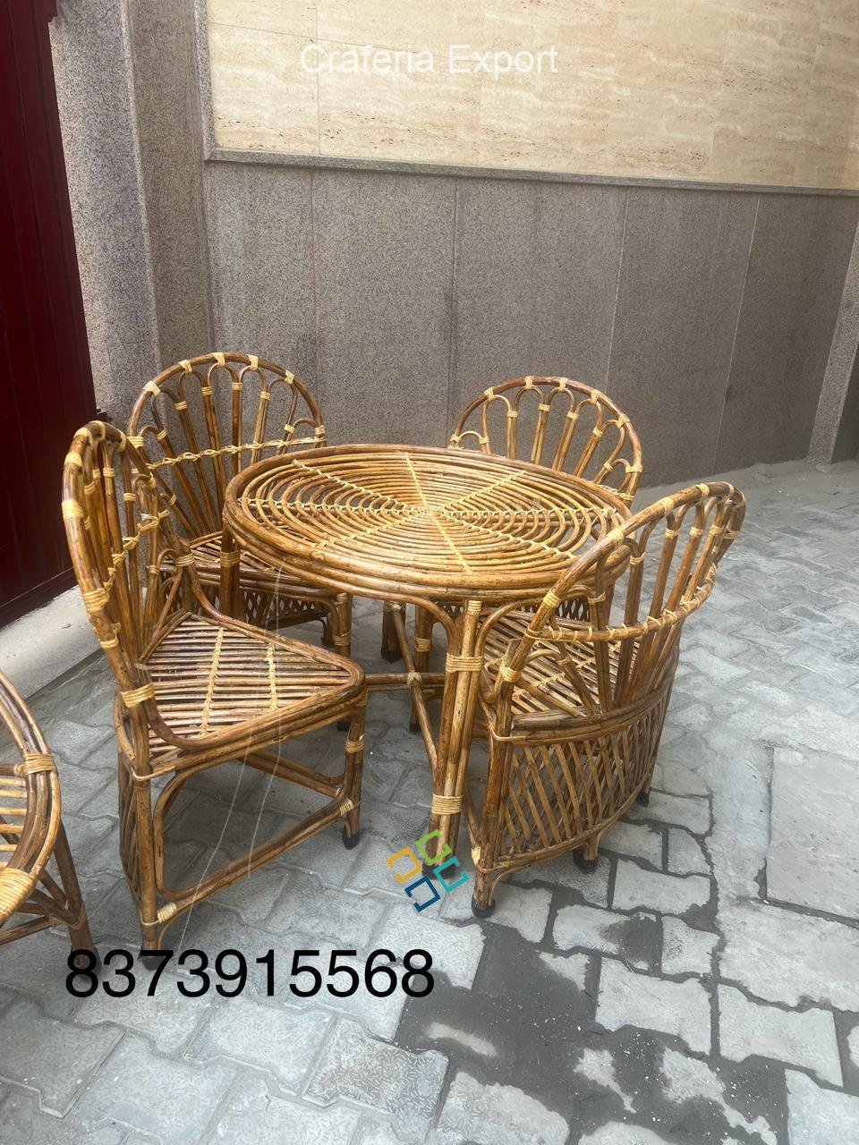 Cane Dining Table with Chair Set /4 Seater Cane Dining table chair Set/ Indoor/Outdoor Furniture set