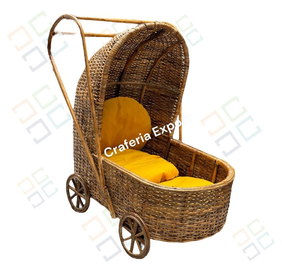 Cane Wicker Baby Stroller for Newborn Photoshoot & Photography, Events & Home Decor