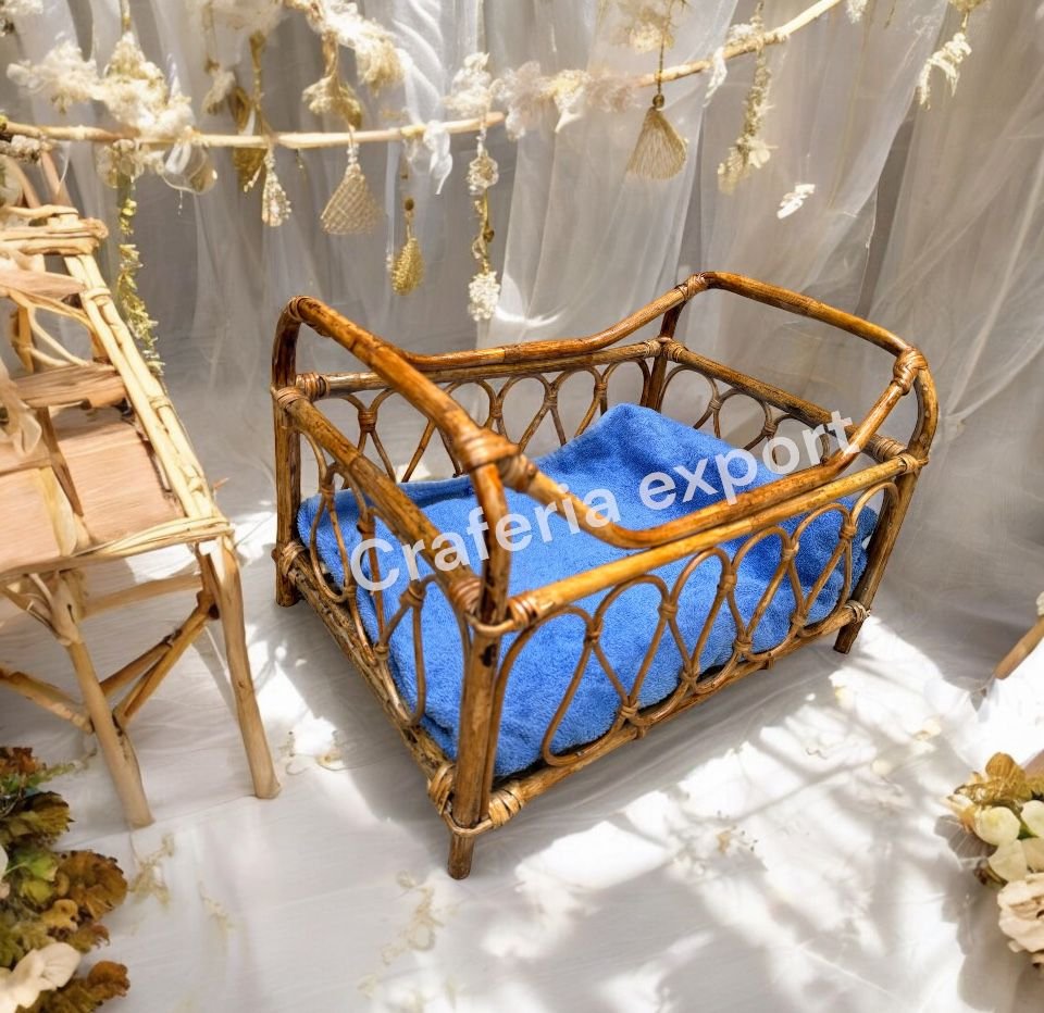 Cane Newborn Baby Bed for Photoshoot /Photo Posing props/ Infant Girls Bed for Photography