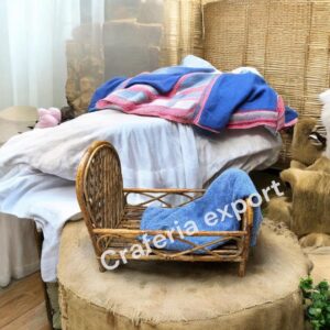 Newborn Baby Bed for Photography Prop, Infant Girl Photoshoot Props, Cane Bamboo doll Bed