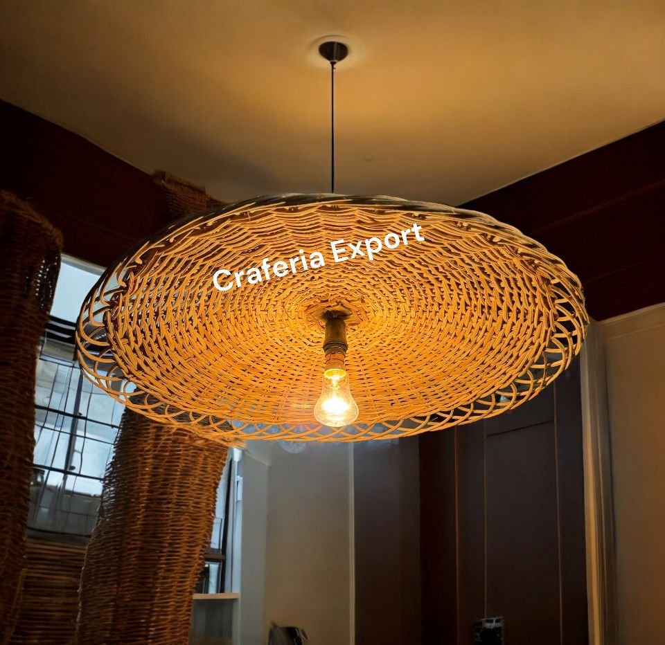 Natural Rattan Cane Pendant Lamp | Lampshade for Living Room/Cafe/Hotel/Bar/Restaurant