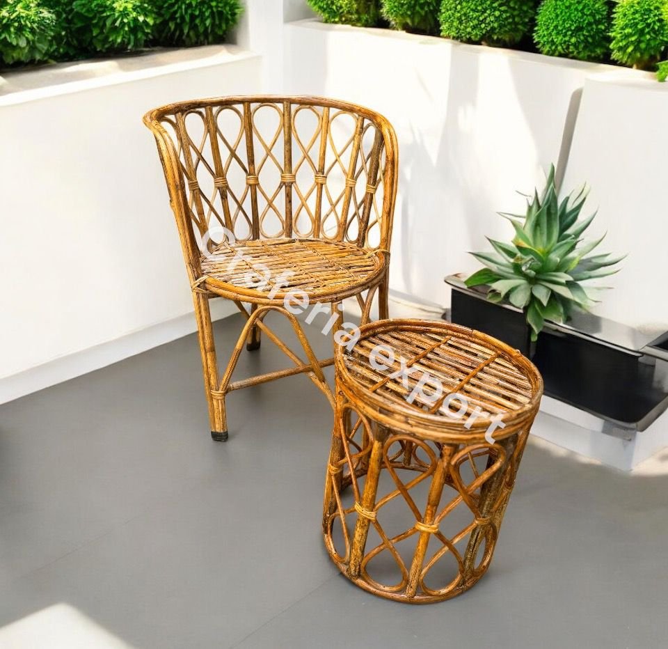 Cane Round Stool Chair/Side Table For Home Office Living Room