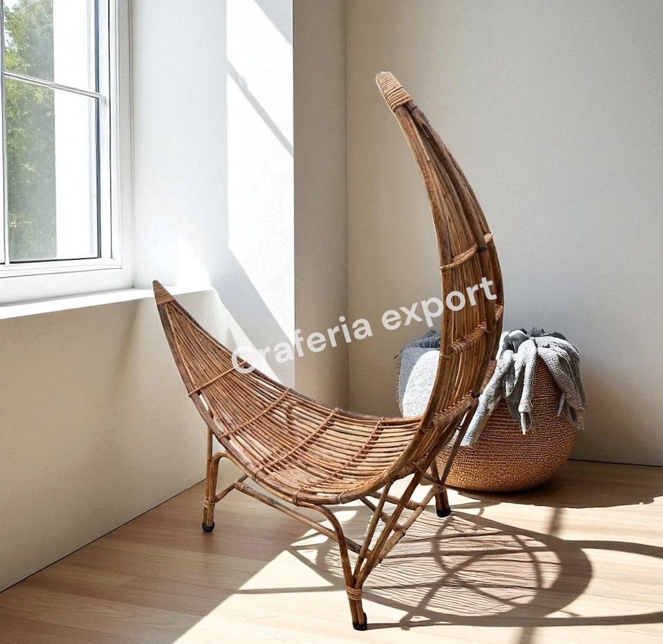 Cane Halfmoon Chair / Designer Moon Bamboo Chair for Event/Wedding/Cafe / Photoshoot -Indoor Outdoor use