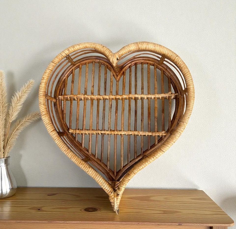 Cane Heart Shaped Posing Basket for Newborns,Sitter For Baby Photography,Photoshoot