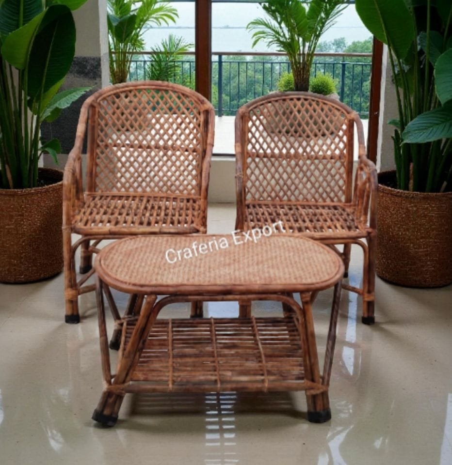 Cane Sofa Chairs with Table Set | Bait Chairs for indoor outdoor Cafe /Hotels/Home