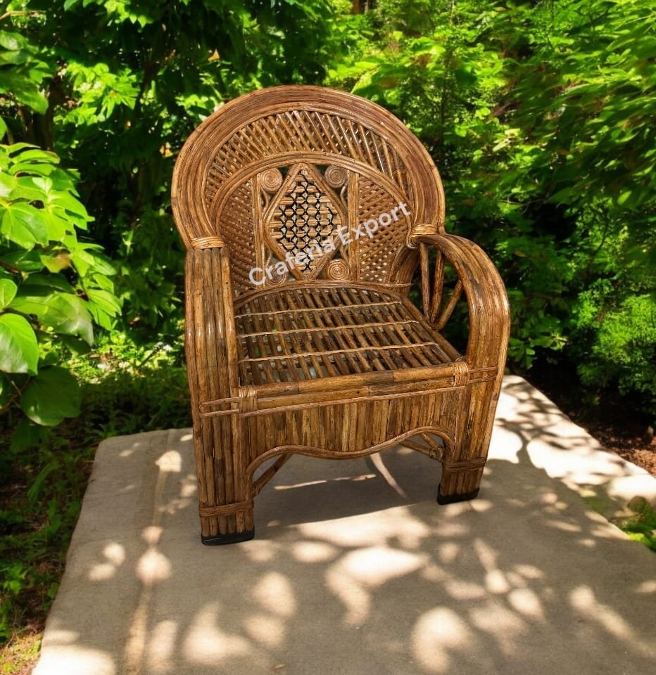 Cane Bamboo 3 Seater Sofa Set with Table Chair for Home, Living Room, Office, Outdoor, Indoor, Garden, Resort