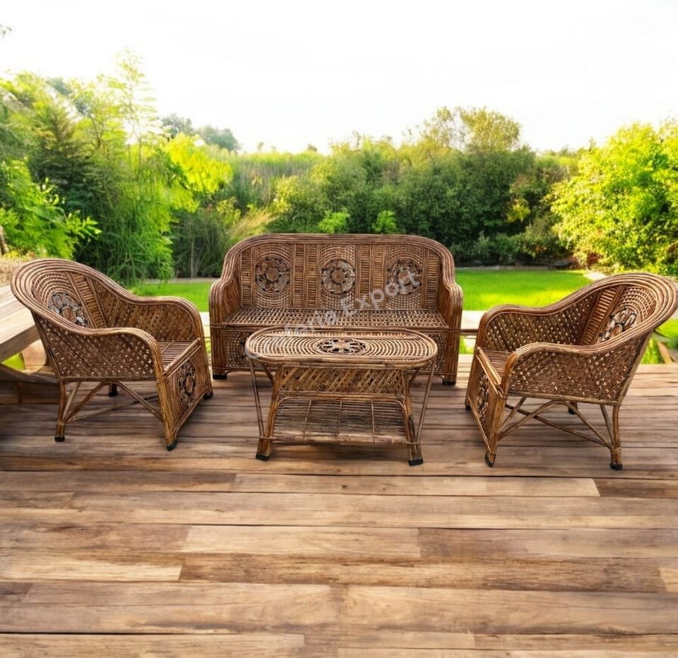 Natural Cane Sofa Furniture set with table for indoor and outdoor