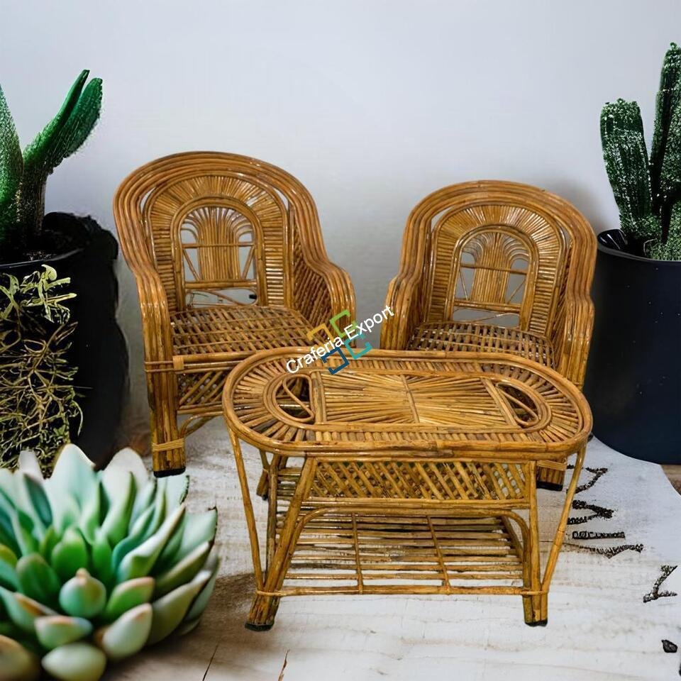 Cane Rattan Chairs with Table Set Furniture for Living Room/Balcony/Garden