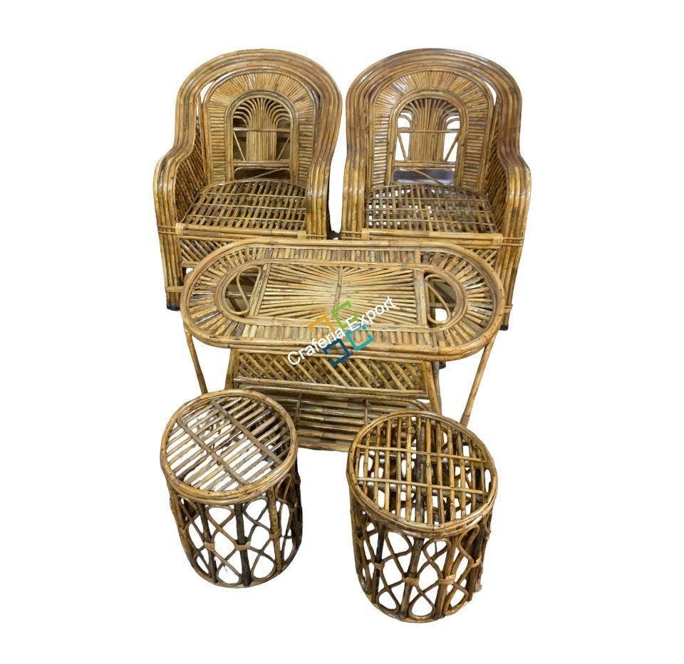 Cane Rattan Sofa Chairs with Table and Stools for Balcony | Garden | Livingroom | Indoor & Outdoor