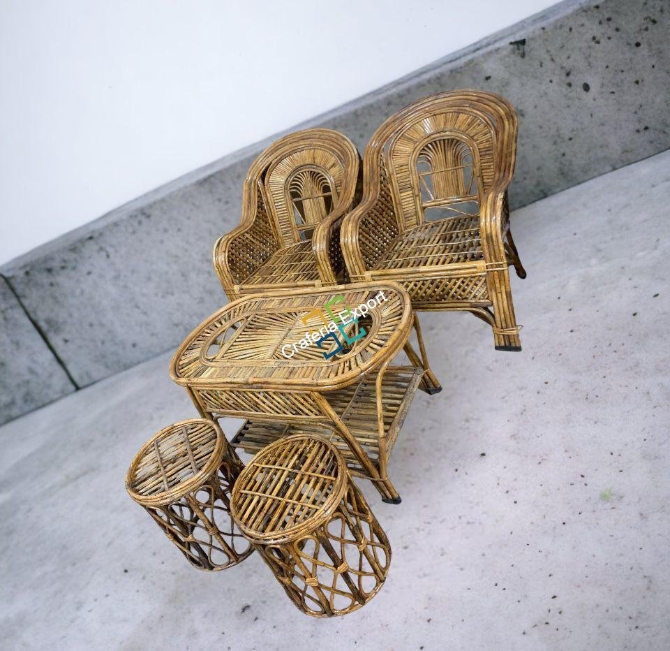 Cane Rattan Sofa Chairs with Table and Stools for Balcony | Garden | Livingroom | Indoor & Outdoor