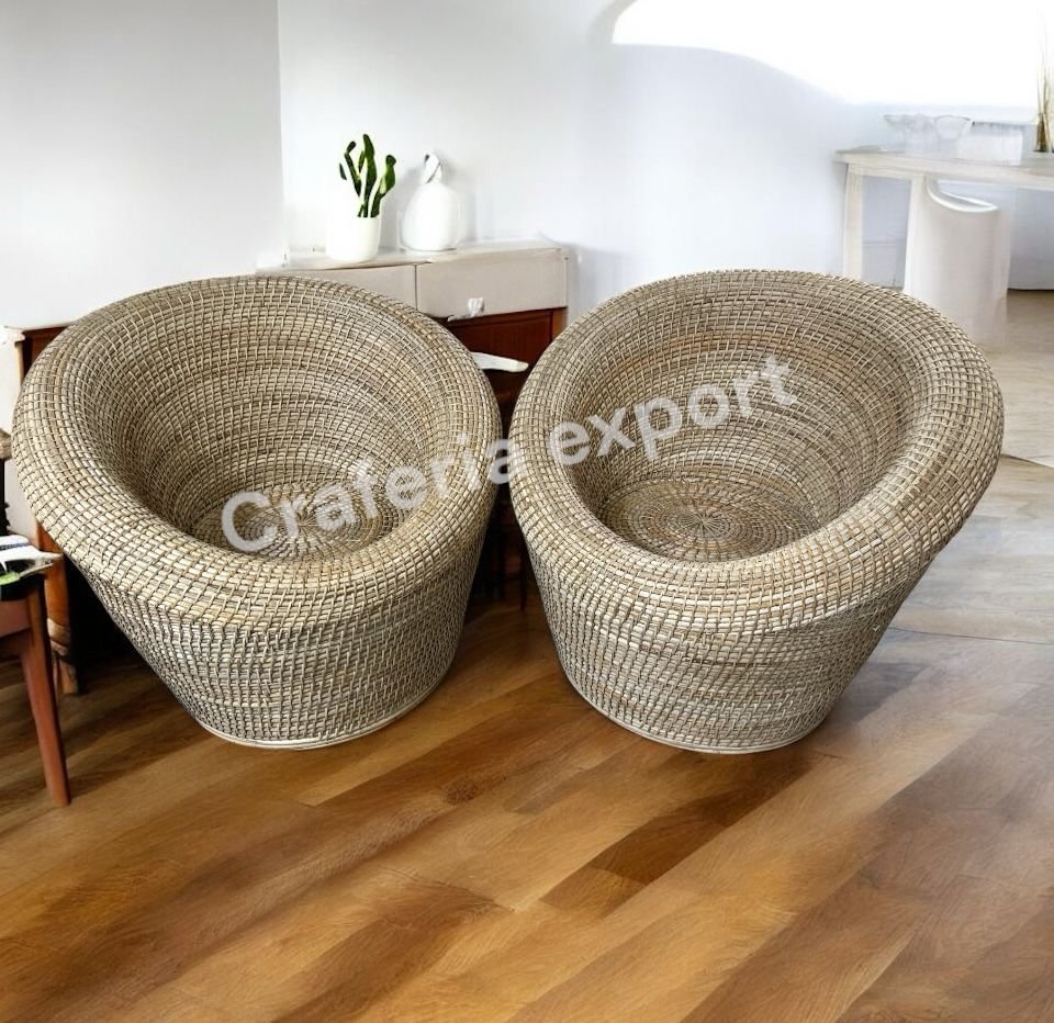 Bamboo Cane Apple Sofa Chairs table Set | Cane Bunai Apple Chairs with Coffee table set | Rattan Chairs set for lawn , Baclony , Garden , Cafe , Hotels indoor outdoor ( Set of 3)