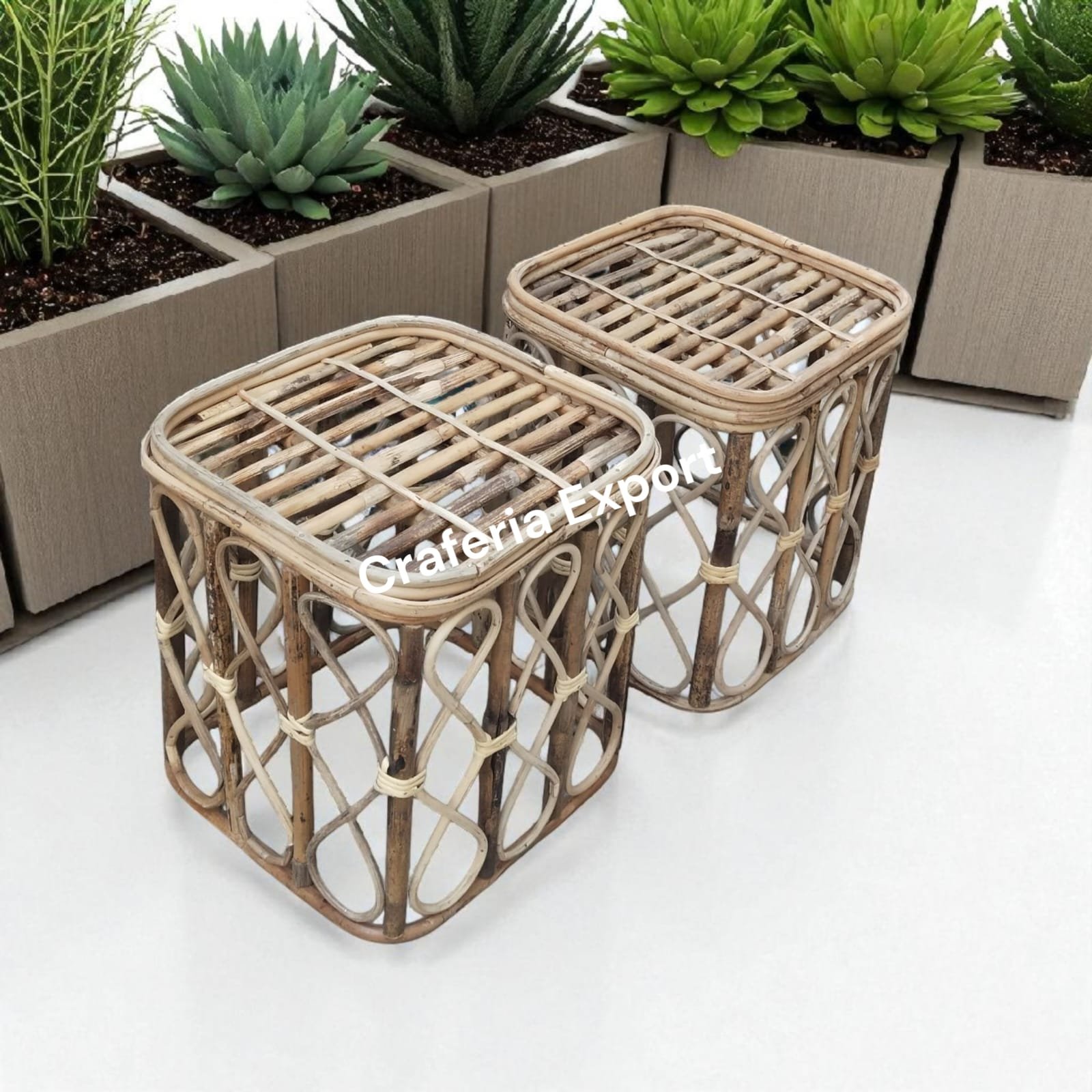 Cane Stool for Home Living Room and Office Set of 2 Stool