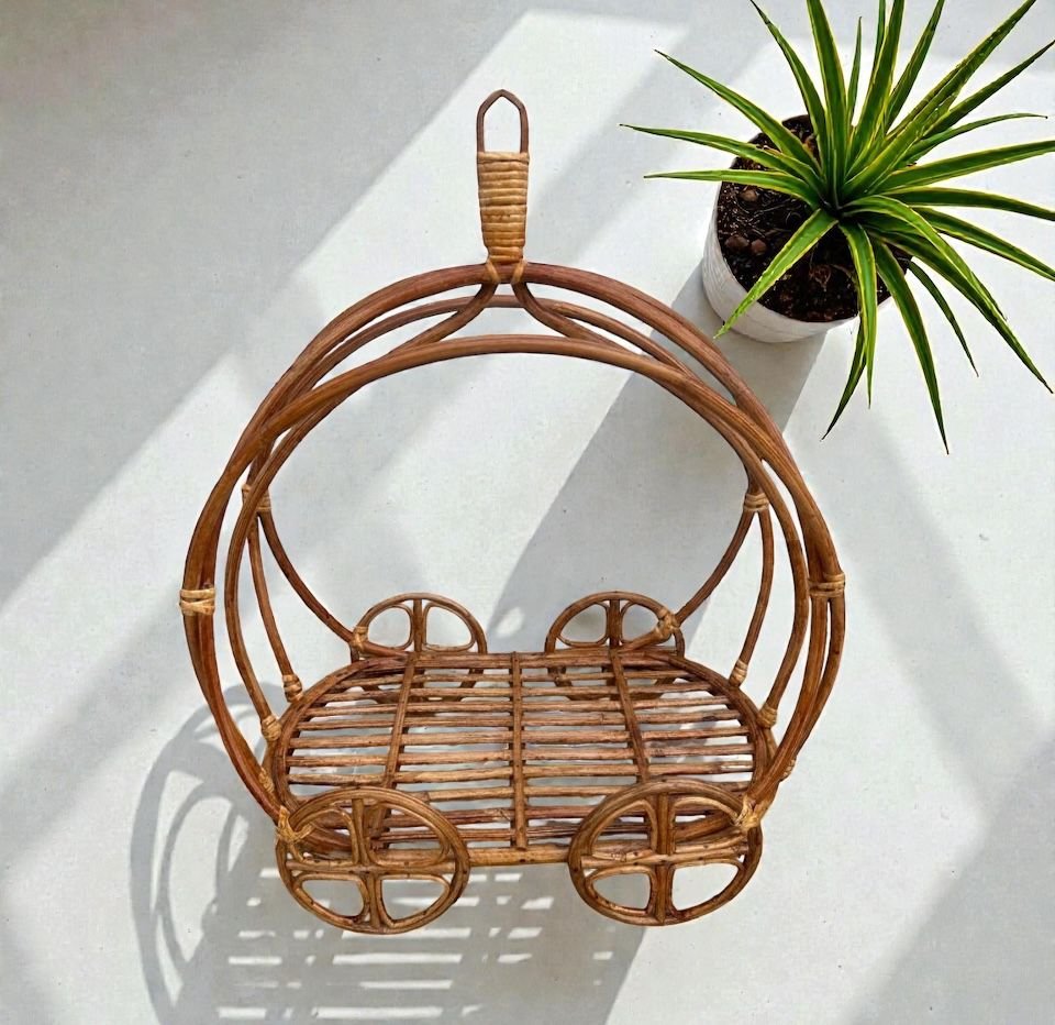 Cane Hanging Basket for Newborn Baby Shoot, Wheel Hanging Basket Toddler Shoot, or Kids Photography Props | Basket for Flower Hanging