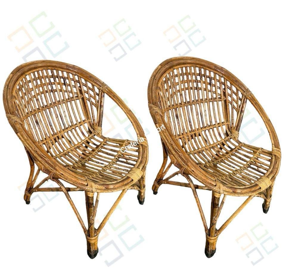 Wooden Cane (Rattan, Bait) Chair for living room/ balcony/ office | Bamboo Chair with oval Shaped indoor outdoor