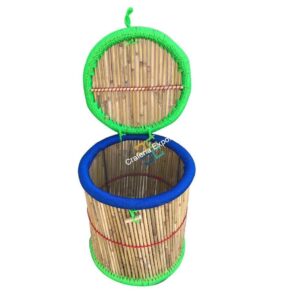 Bamboo Handmade Round Shape Multi-use Basket for Storage,Gift Hamper, Laundry With Lid