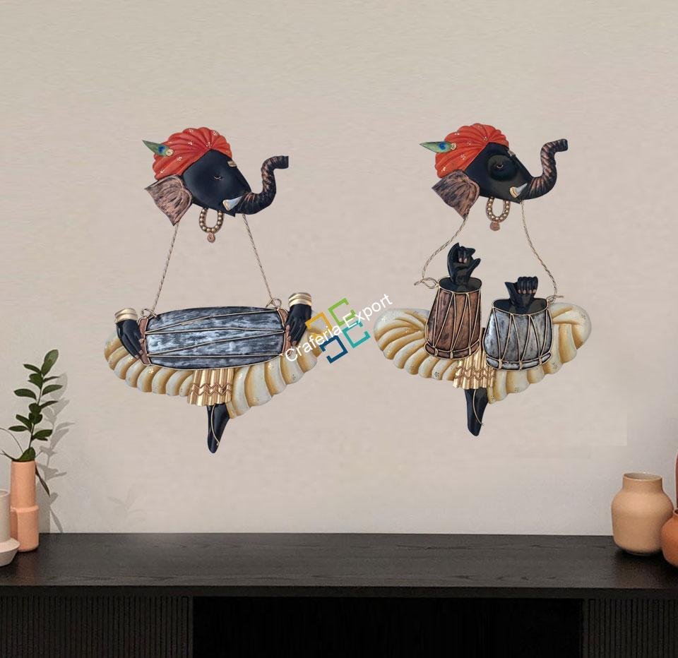 Handicraft wall hanging of Ganesha playing instrument for Home decor/Special gifts