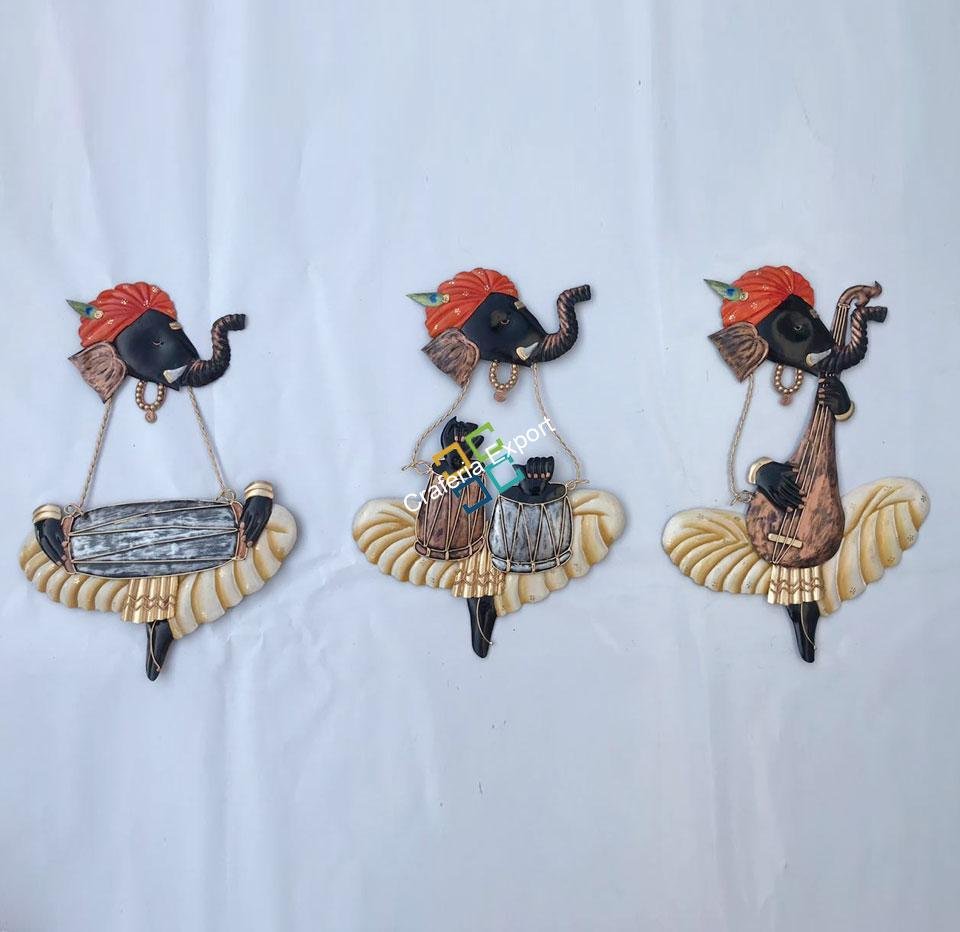 Handicraft wall hanging of Ganesha playing instrument for Home decor/Special gifts