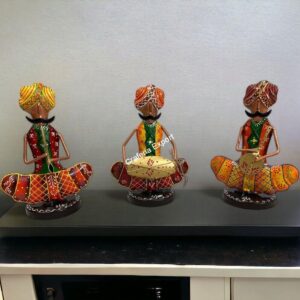 Antique colourful Sitting Musician Sardar Set For Living Room Decor / Rajasthani Musicians playing showpiece set