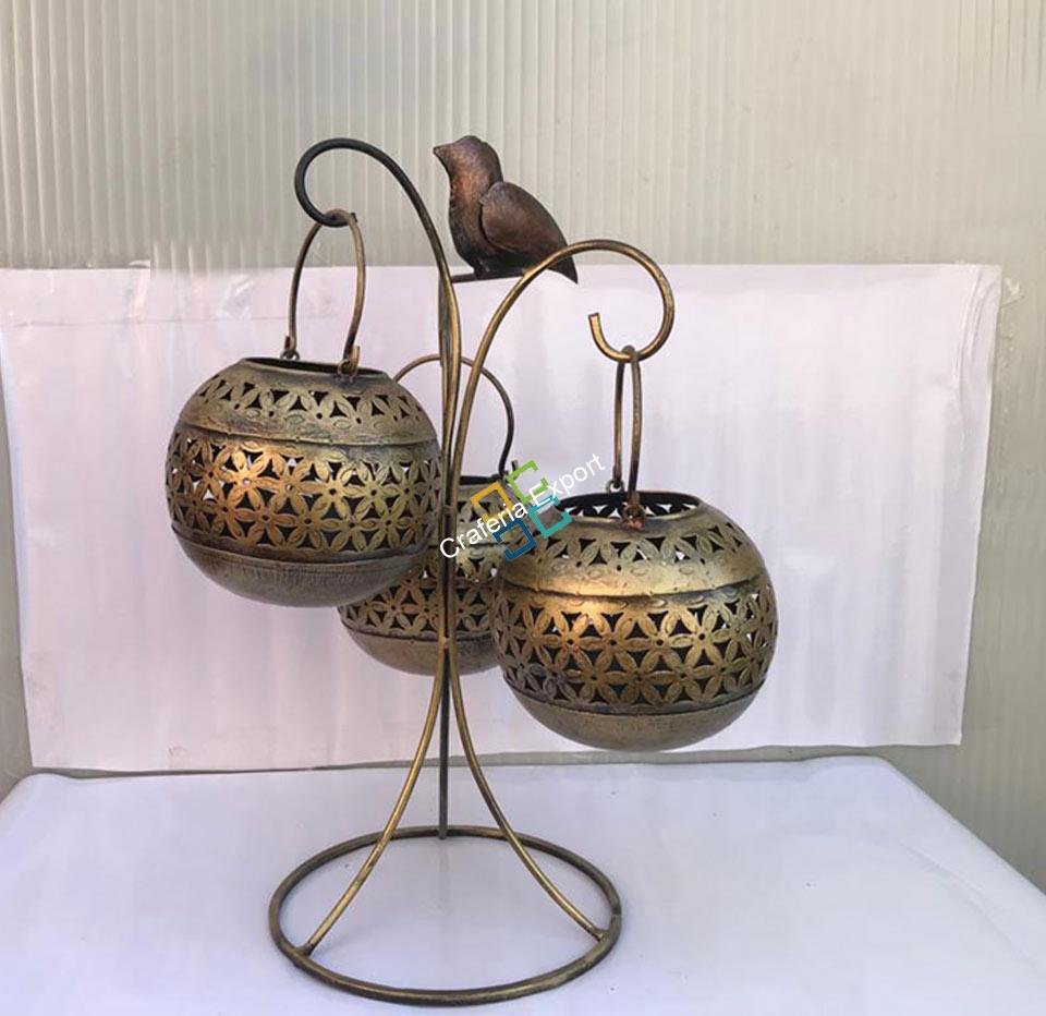 Unique spherically designed shaped T-light candle holder for decorative home/Hanging lantern Pack of 3