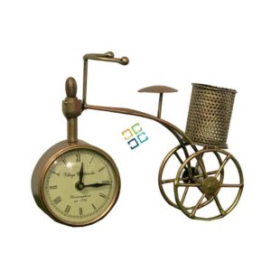 Antique Cycle Table clock Showpiece With Pen Holder Stand For Decor