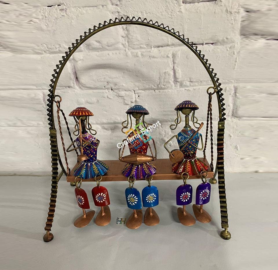 Metal Swing Musician 3 tribal showpiece for home interior decor