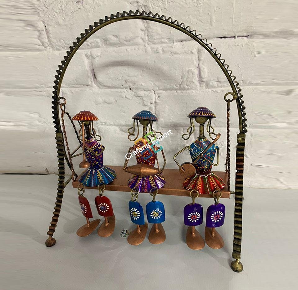 Metal Swing Musician 3 tribal showpiece for home interior decor