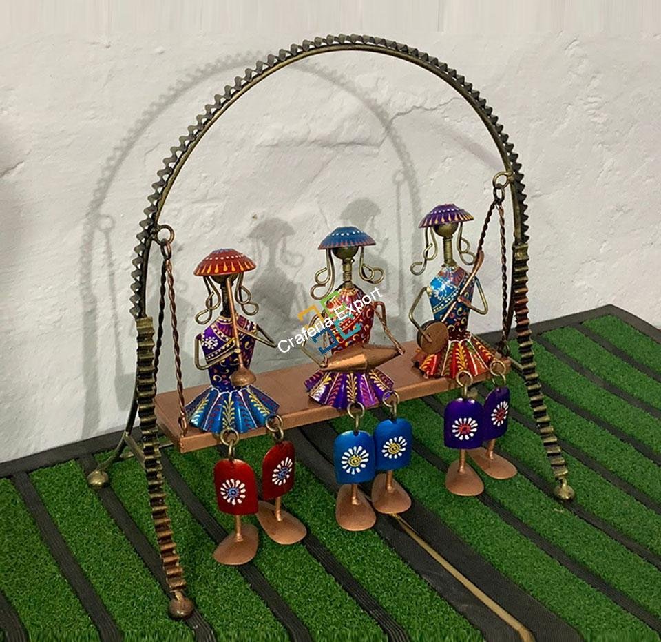 Metal Swing Musician 3 tribal showpiece for home interior decor