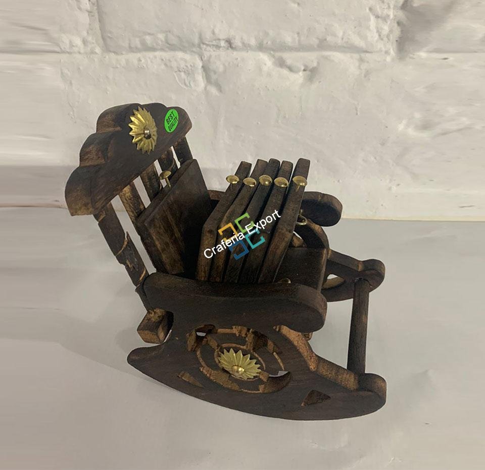 wooden chair shape tea coaster set