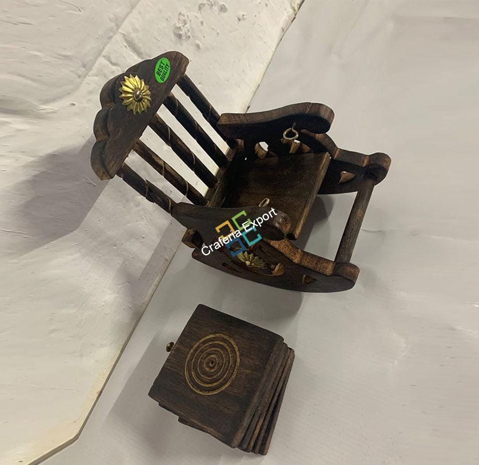 wooden chair shape tea coaster set