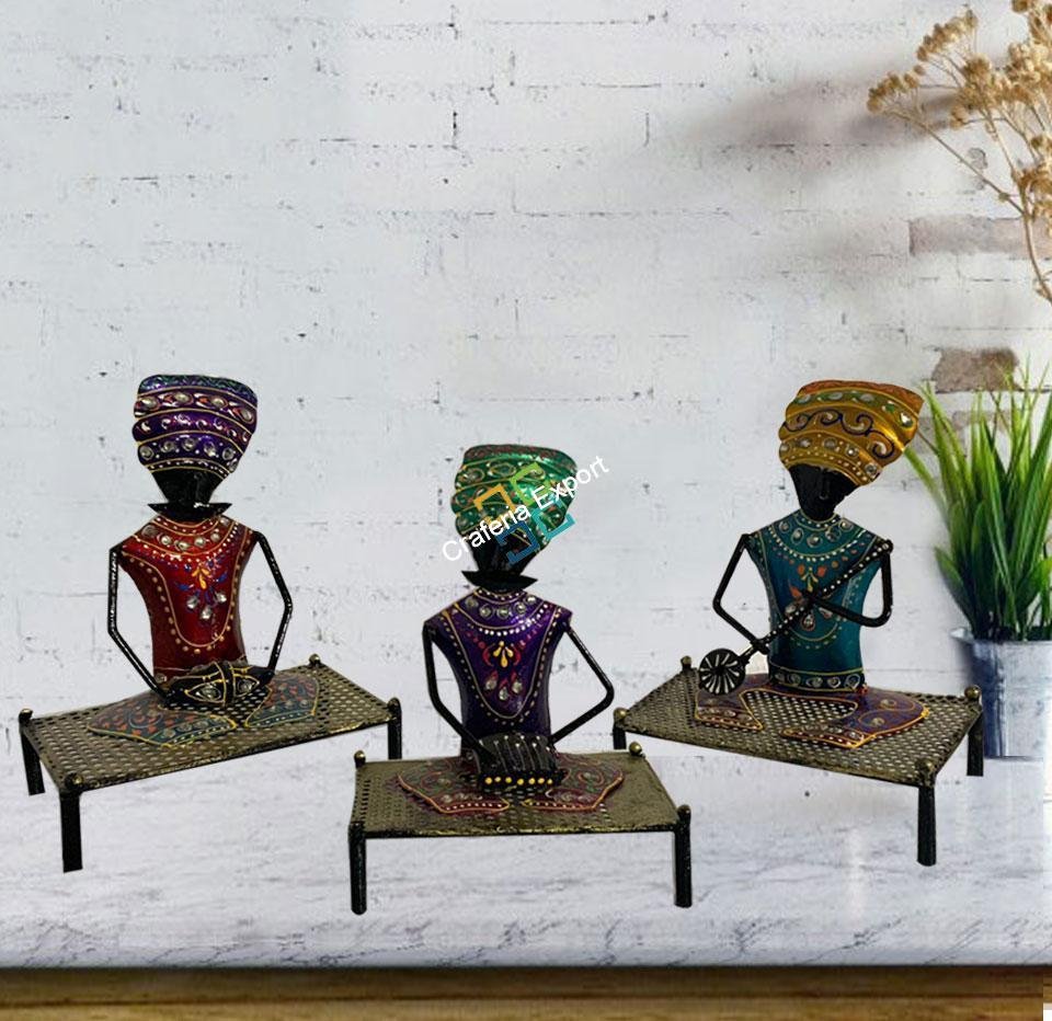 Hand-painted Decorative Rajasthani Musicians Showpieces with for home decor