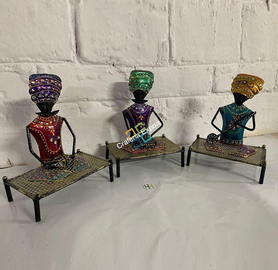 Hand-painted Decorative Rajasthani Musicians Showpieces with for home decor