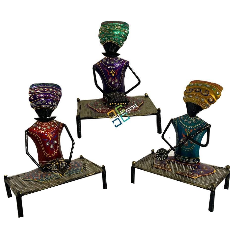 Hand-painted Decorative Rajasthani Musicians Showpieces with for home decor