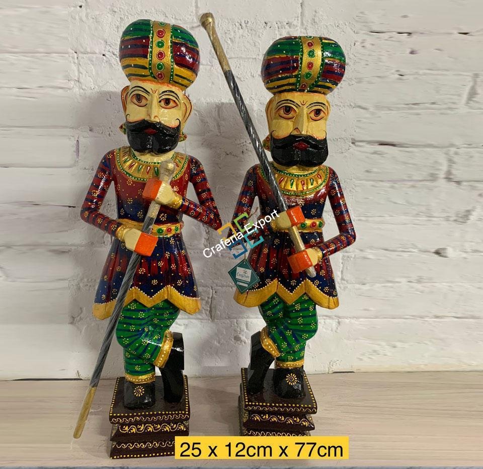 Wooden Darbaans Set Guards Showpiece Figurine for home decor - 3ft