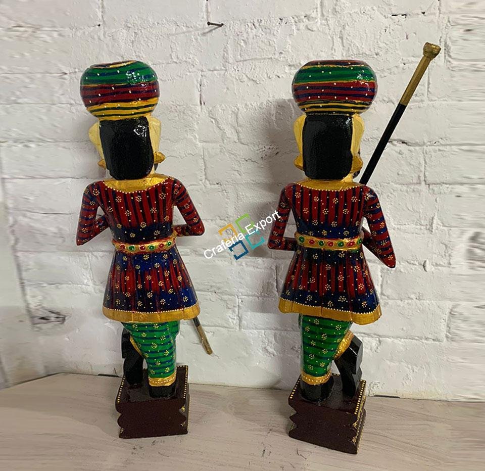 Wooden Darbaans Set Guards Showpiece Figurine for home decor - 3ft