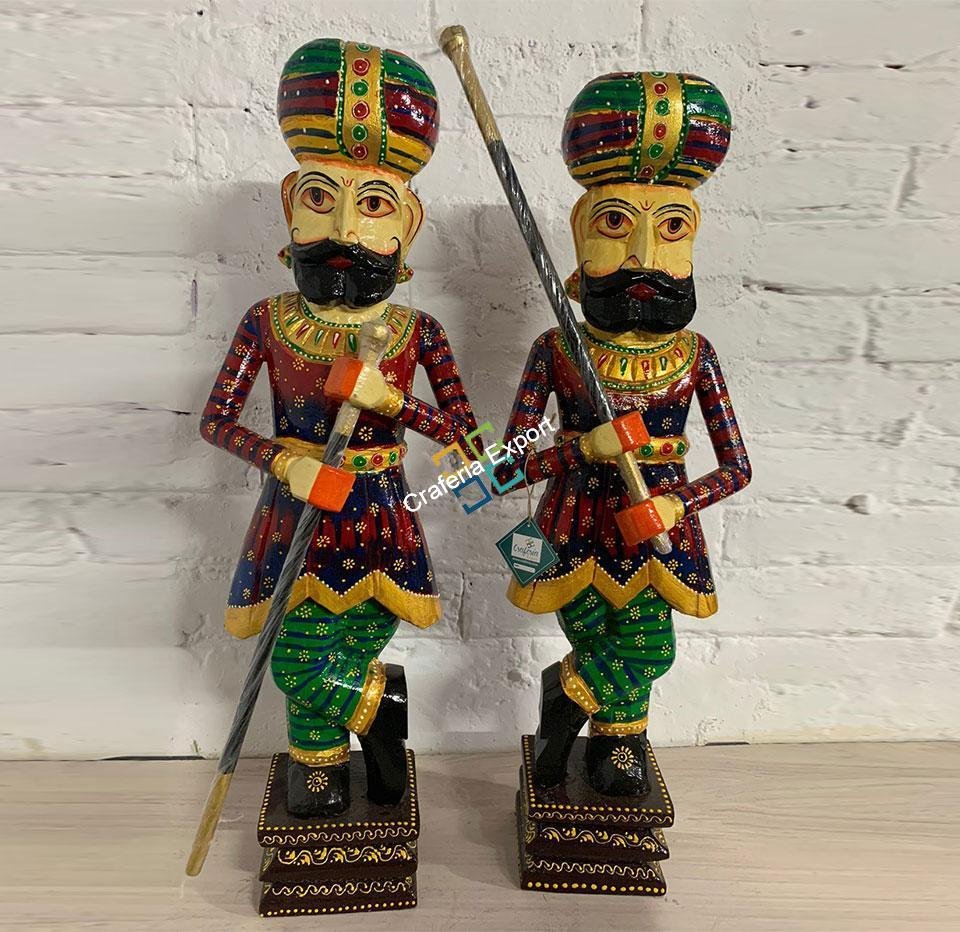 Wooden Darbaans Set Guards Showpiece Figurine for home decor - 3ft