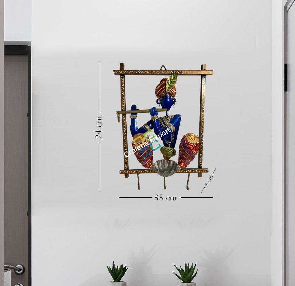 Krishna Metal Keyholder wall hanging for home decor