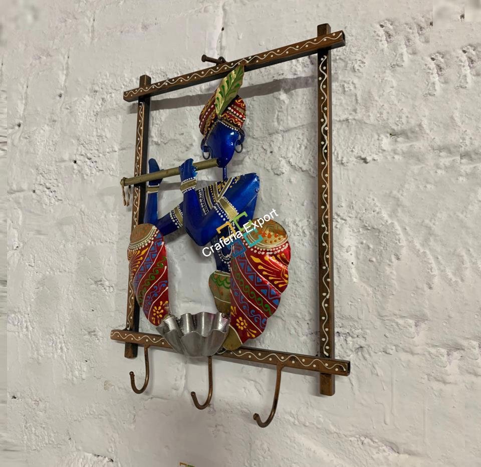 Krishna Metal Keyholder wall hanging for home decor