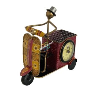 Antique Scooter Pen Holder with Clock