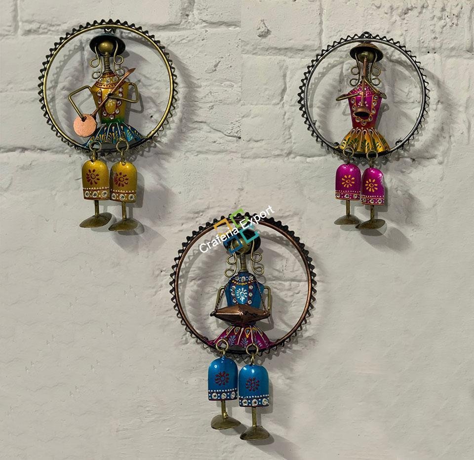 Tribal musician set wall hanging decorative set of 3