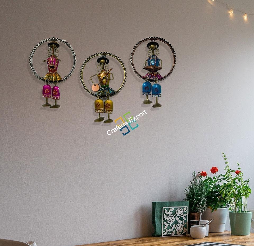 Tribal musician set wall hanging decorative set of 3