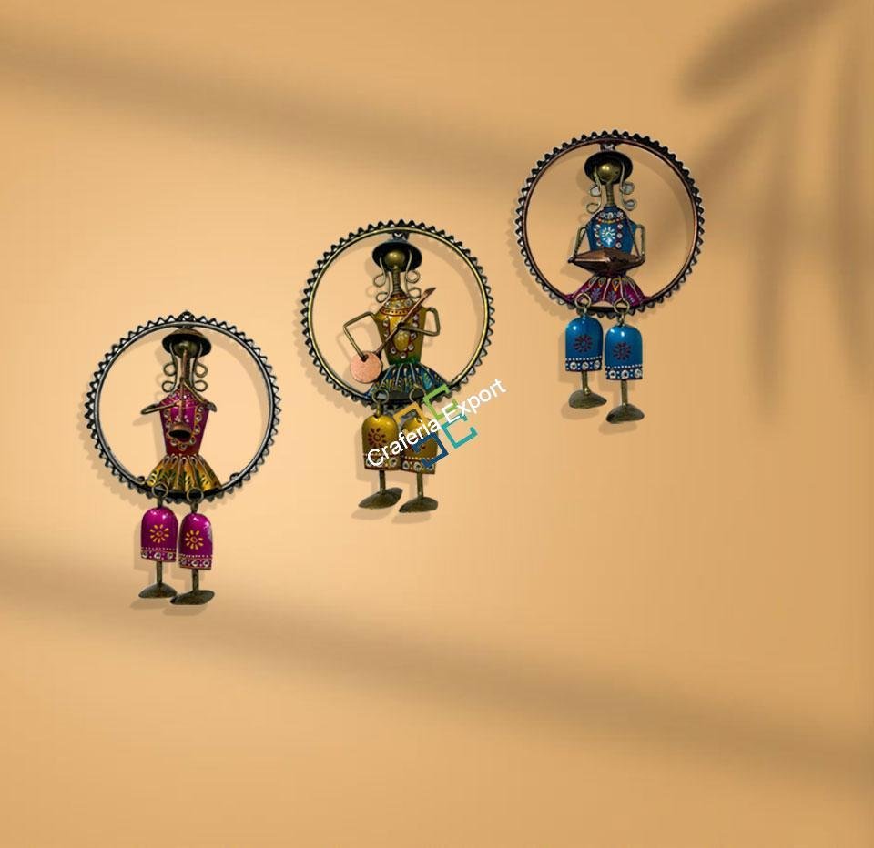 Tribal musician set wall hanging decorative set of 3
