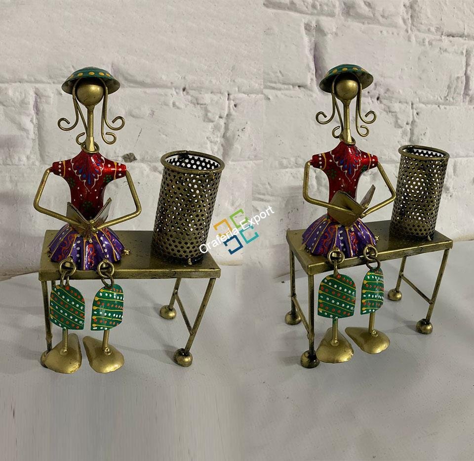 Antique tribal Pen Holder/desk organizer