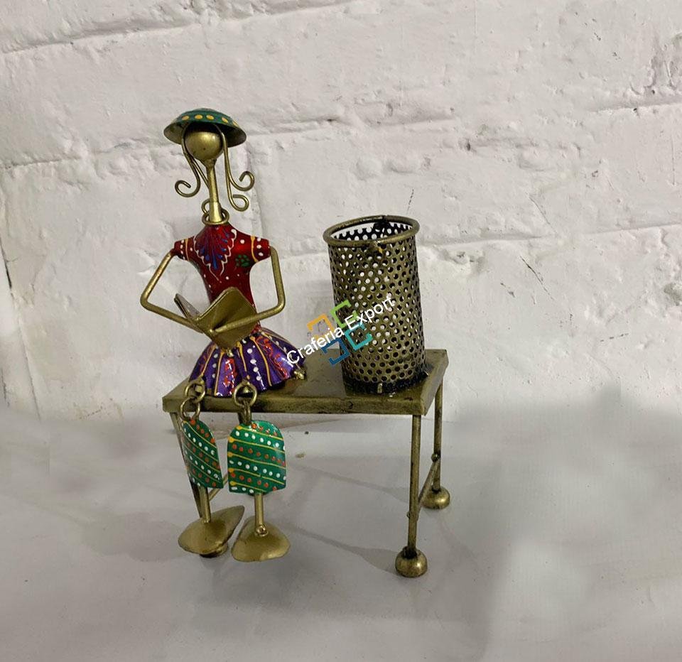 Antique tribal Pen Holder/desk organizer