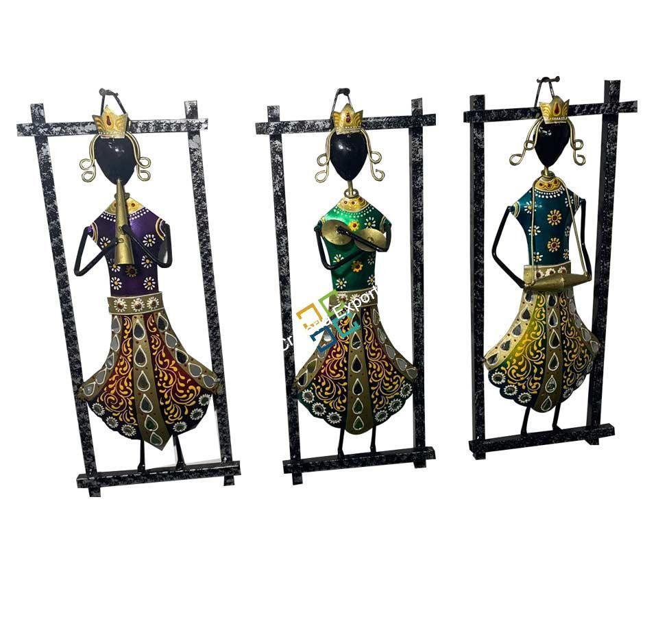 Crown Lady Musician Set of 3 wall hanging handicrafts for home decor